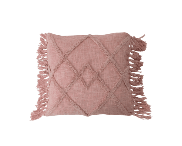 Pink Pillow Slub Fringe Pillow
