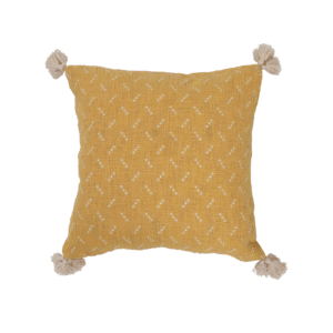Yellow White Dot Fringe Pillow