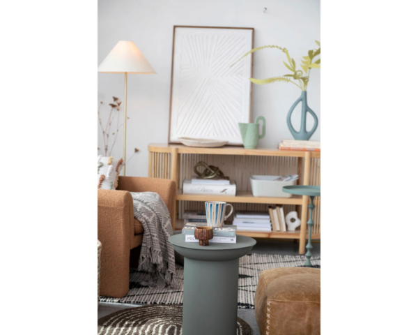 gray metal side table styled
