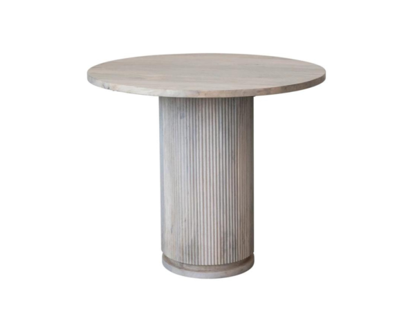 mango wood ribbed pedestal table