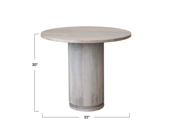 mango wood ribbed pedestal table dimensions