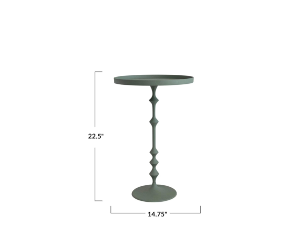 sage green metal side table dimensions