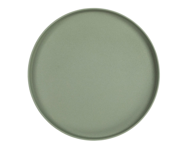 sage green metal side table top detail