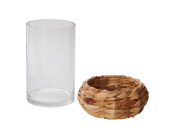 water hyacinth and glass candle holder 2